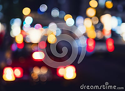 Abstract light Colourful Bokeh cars street at Night Blur Backgrond Stock Photo