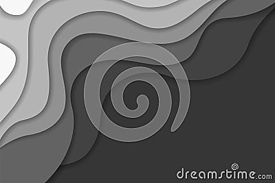 Abstract dark and light gray paper cut background Vector Illustration