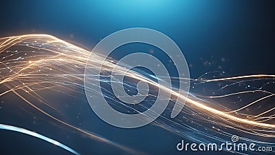 abstract light lightning light blue background with curved lines and light sparks that create a sense of speed and technology Stock Photo