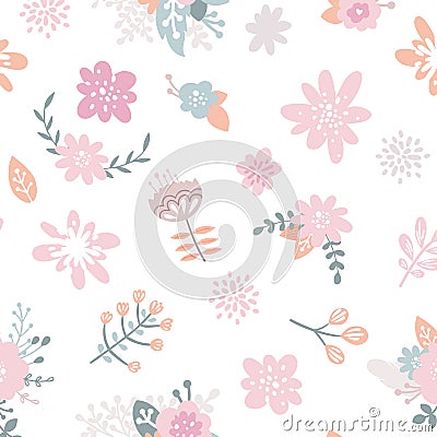 abstract light pink sweet floral botanical blooming garden flowers elegance pattern on white Stock Photo