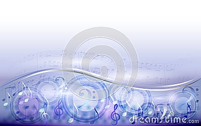 Abstract light silver music background, wallpaper with musical notes Vector Illustration