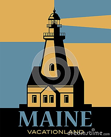 Abstract lighthouse - Maine, Vacationland, United States Vector Illustration