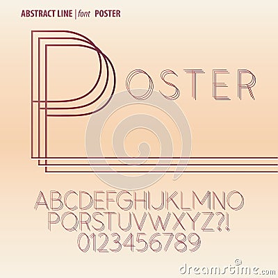 Abstract Line Alphabet and Digit Vector Vector Illustration