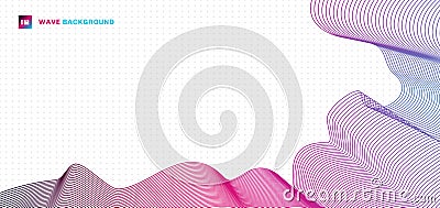 Abstract line art design pattern on ripple wave curve vibrant gradient color on white background Vector Illustration