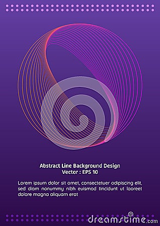 Abstract line background design, impossible circle ring made from group of lines, on gradient background Vector Illustration