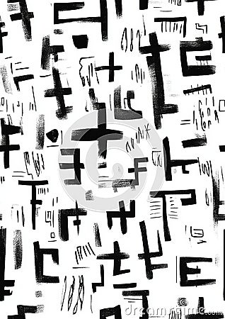 Abstract Line-Based Glyphs on White Background, Decorative Typography Concept Generative AI Cartoon Illustration