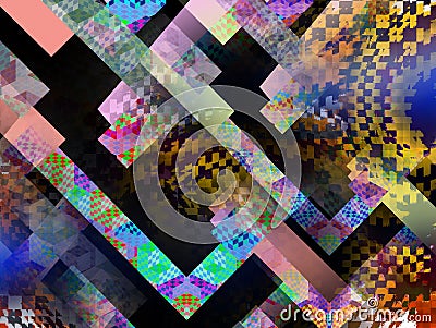 Abstract, line 3d colorful, black ground, Digital textile design, wallpaper Stock Photo