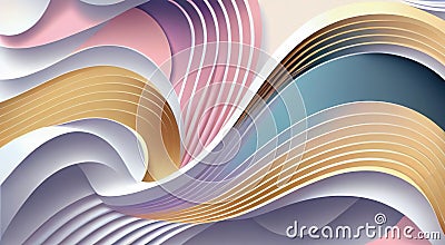 Abstract Line Pastel Wave Wonderful Colored Paper Magazine Illustrations Color Soft Twirls Curls Curves Flow Time Complex Shapes Cartoon Illustration