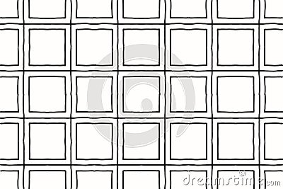 Abstract line work pattern hand drawn crisscross triple style lines and large squares Stock Photo