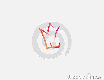Abstract linear gradient logo icon crown princess beauty for girls Vector Illustration
