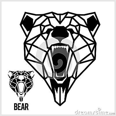 Abstract linear polygonal head of a Bear. Vector. Vector Illustration