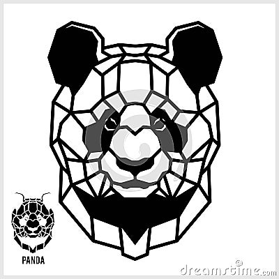 Abstract linear polygonal head of a Panda. Vector. Vector Illustration