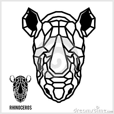 Abstract linear polygonal head of a rhino. Vector. Vector Illustration