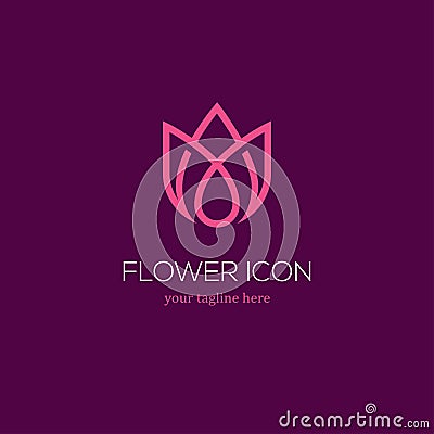 Abstract linear tulip logo Vector Illustration