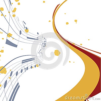 Abstract lines background with music notes Vector Illustration