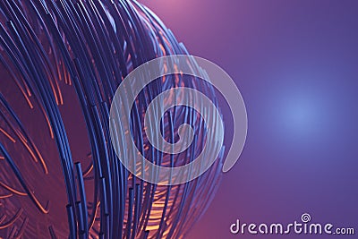 Abstract lines Cables Futuristic Network communication technology, 3d rendering Stock Photo