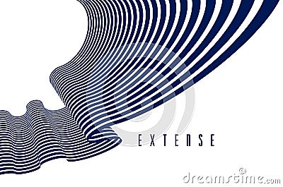 Abstract lines in 3D dimensional perspective abstract vector background, cool funky design layout. Vector Illustration