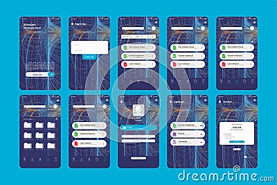 Abstract Lines Overlapping Time Lapse Storage Management App UI Kit Template Stock Photo