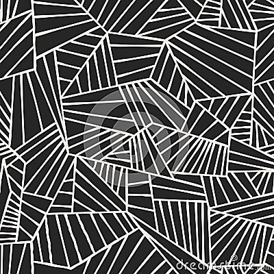 Abstract lines seamless pattern. Geometric stripe line ornamental texture with minimal abstract organic fan shapes pattern Vector Illustration