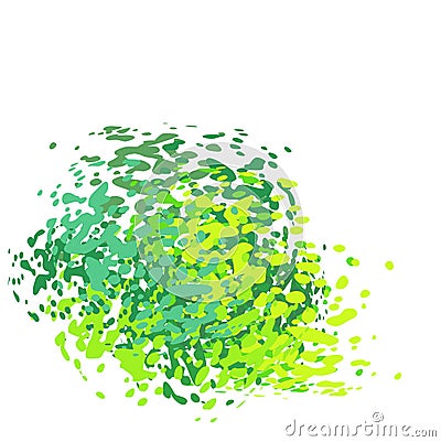 Abstract liquid green drip splatter silhouette on white Vector Illustration