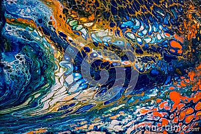 Abstract liquid painting with cells Stock Photo