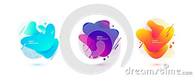 Abstract liquid shape. Fluid design. Isolated gradient waves with geometric lines, dots. Vector illustration Vector Illustration