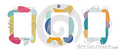 Abstract liquid shapes and blobs frame set design Vector Illustration