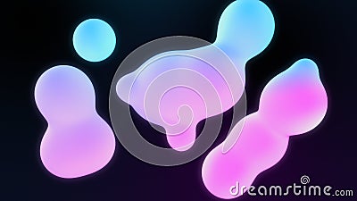 Abstract liquid spheres background. Morphing shapes 3d illustration. Cartoon Illustration