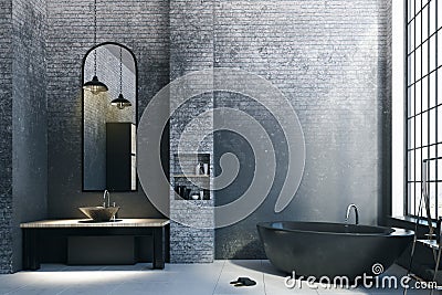 Abstract loft bathroom with empty copyspace Stock Photo