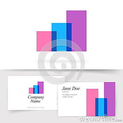 Abstract logo of audit analysis financial sales graph agency vector on business card template design, increase growth Vector Illustration