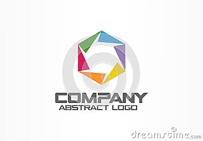 Abstract logo for business company. Corporate identity design element. Camera diaphragm, shutter, focus, photo studio Vector Illustration