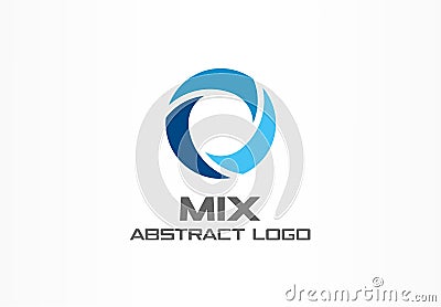 Abstract logo for business company. Corporate identity design element. Globe, teamwork, healthcare, aqua swirl Logotype Vector Illustration