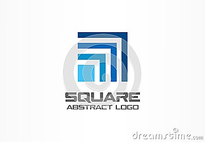 Abstract logo for business company. Corporate identity design element. Technology square, network, banking growth Vector Illustration