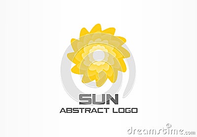 Abstract logo for business company. Eco, spiral sun energy, yellow sunlight logotype idea. Environment, natural, nature Vector Illustration