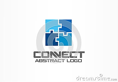 Abstract logo for business company. Industry, finance, bank logotype idea. Square group, network integrate, technology Vector Illustration