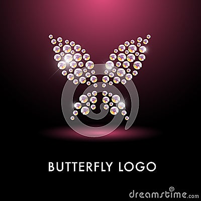 Abstract logo with butterfly character. Vector Illustration