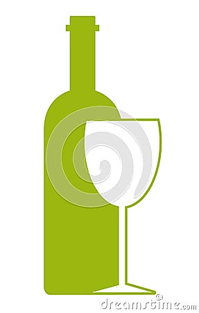 Abstract logo design template. Wine bottle and glass Vector Illustration