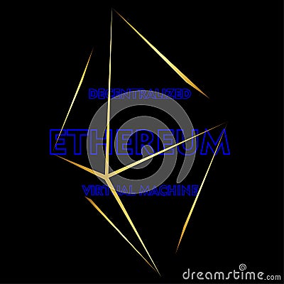 abstract logo of ethereum as a virtual machine on a dark background Editorial Stock Photo