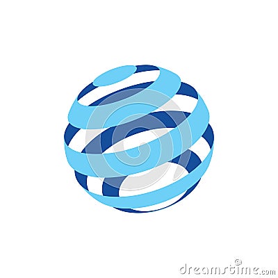 Abstract logo of a globo made of blue stripes on a white background Stock Photo