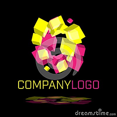 Abstract logo made of spinning cubes shapes Vector Illustration