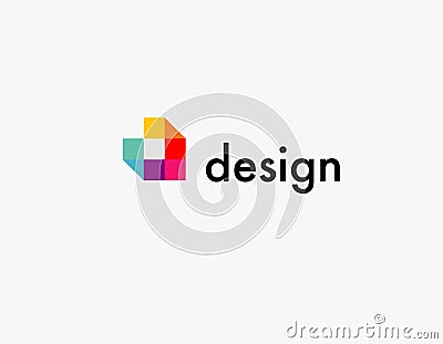 Abstract logo multicolored squares for company design Vector Illustration