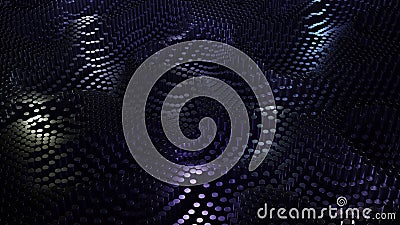Abstract loopable animation with slowly flowing waves of particles. Design. Sci-fi and nanotechnology concept, dotted Stock Photo