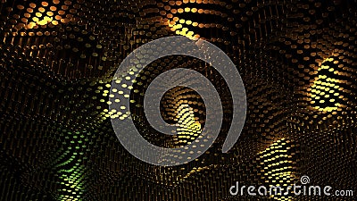 Abstract loopable animation with slowly flowing waves of particles. Design. Sci-fi and nanotechnology concept, dotted Stock Photo