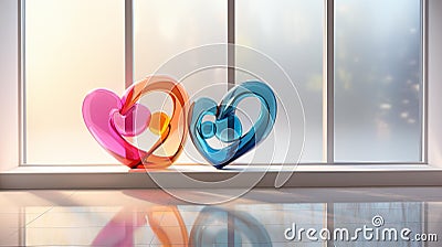 Abstract Love Symbols: Vibrant, Entwined, and Radiating Positive Energy Stock Photo