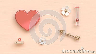 Abstract love valentine concept background pink heart 3d render Stock Photo