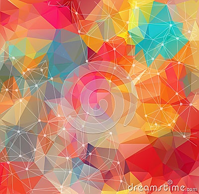 Abstract low poly Colorful technology vector background. Connect Vector Illustration