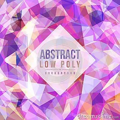 Abstract low poly purple tone background vector art design Vector Illustration
