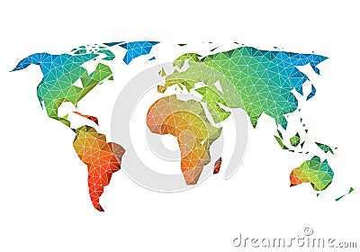 Abstract low poly world map, vector Vector Illustration