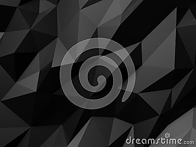 Abstract Lowpoly Background black. Geometric polygonal background 3D illustration. Cartoon Illustration