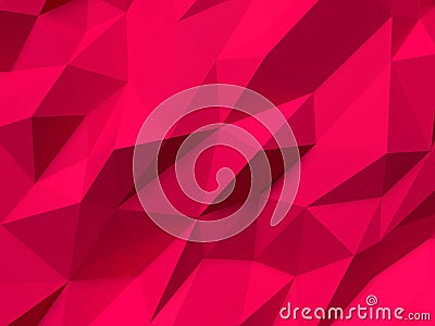 Abstract Lowpoly Background red. Geometric polygonal background 3D illustration. Cartoon Illustration